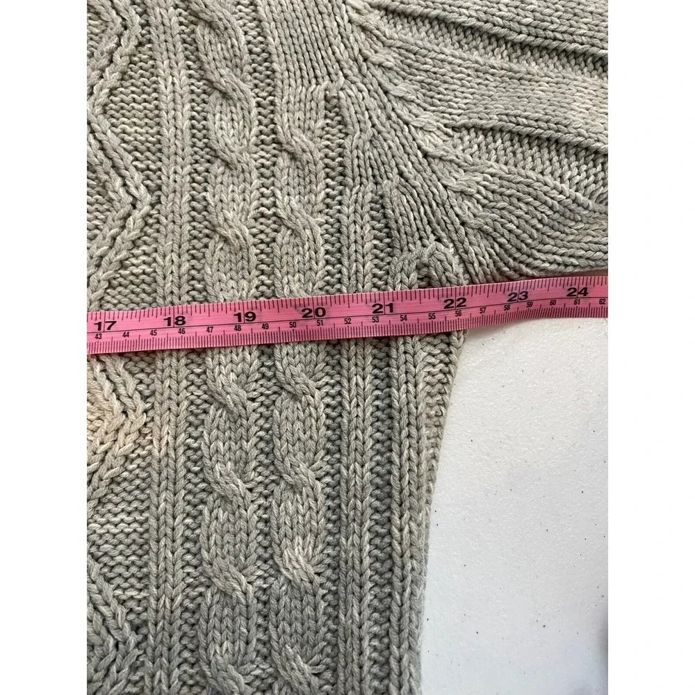 Vintage 70s‎ National Shirt Shops Zip Up Gray Cardigan Chunky Cable Knit Large